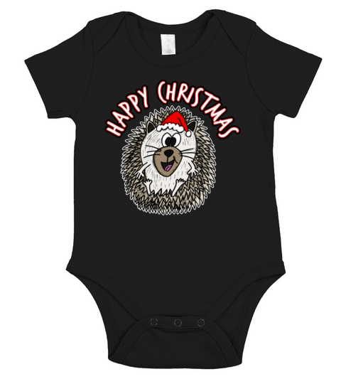Christmas Hedgehog African Pygmy Santa Hat Xmas Short Sleeve Baby One-Piece