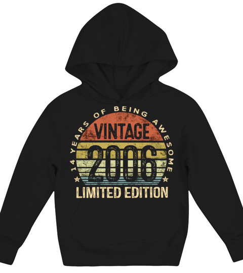 14 Year Old Gifts Vintage 2006 Limited Edition 14T Kids Hoodie