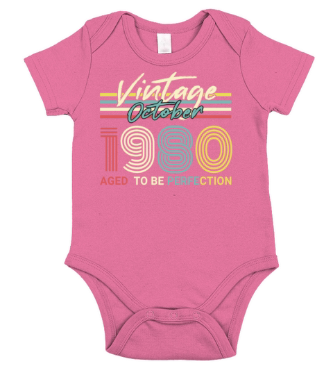 Born 1980 October Vintage Gift Idea Short Sleeve Baby One-Piece