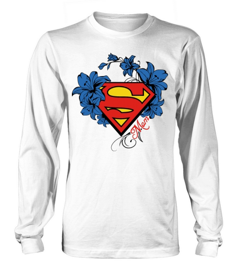 Superman Super Mom Flowers Red Women's Long Sleeve