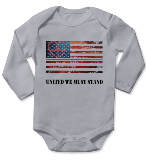 Nurse United We Must Stand American Flag Independence Day Long Sleeve Baby One-Piece