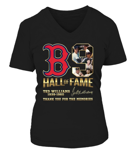 B9 Hall Of Fame Ted Williams 1939-1960 thank you for the memories signature V-neck T-Shirt Woman