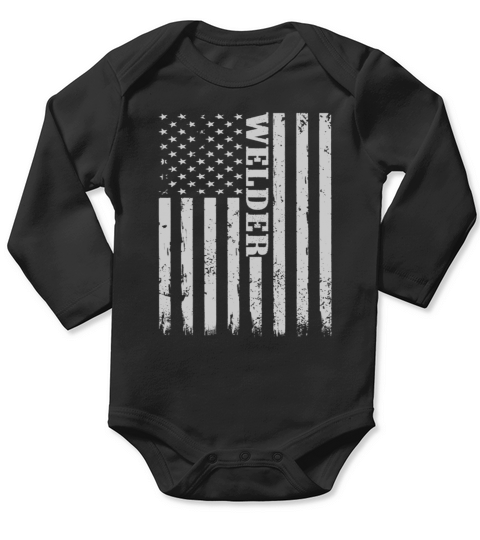 American Welder Proud Welding flag Long Sleeve Baby One-Piece