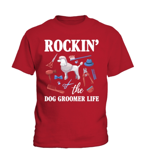 Dog Groomer Job Love Scissor Pet Grooming Fun Kids T-Shirt