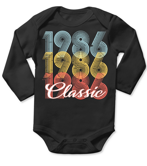 Classic Vintage 35th birthday Shirt Born In 1986 Long Sleeve Baby One-Piece