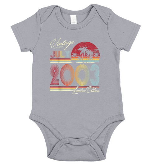 Retro Vintage July 2003 T Shirt Vintage 16th birth Short Sleeve Baby One-Piece