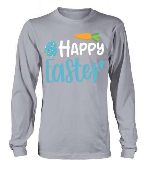 Happy Easter Carrot Blue Egg Long sleeved Unisex