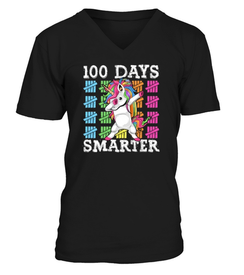100 Days Of School Dabbing Unicorn Smarter Men's V-Neck T-shirt