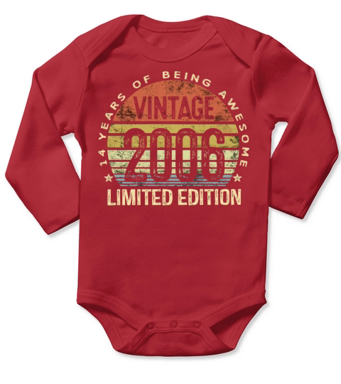 14 Year Old Gifts Vintage 2006 Limited Edition 14T Long Sleeve Baby One-Piece