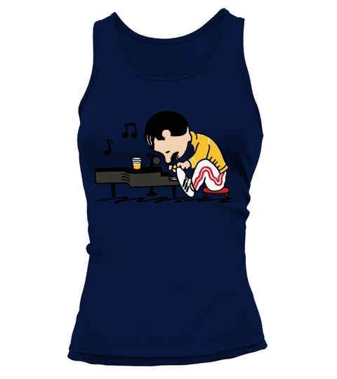 Freddie Mercury Peanuts Playing Piano And Dinking Wine shirt Tank top Woman