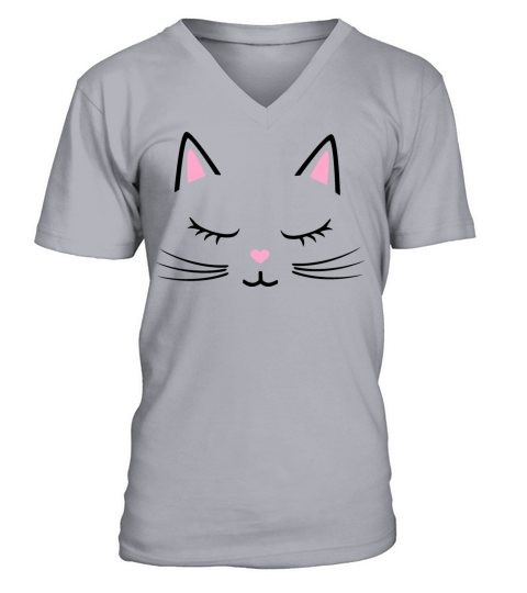 Cute Cat with Eyelashes Men's V-Neck T-shirt