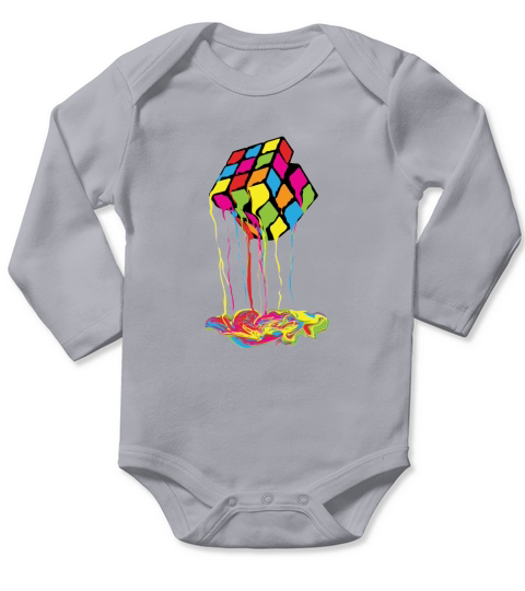 Colorfull Melting Rubik Rubix Rubics Cube - Unisex Long Sleeve Long Sleeve Baby One-Piece