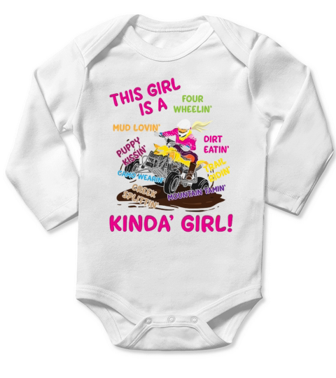 Funny ATV Quad Biking Saying Girl Four Wheeler Long Sleeve Baby One-Piece