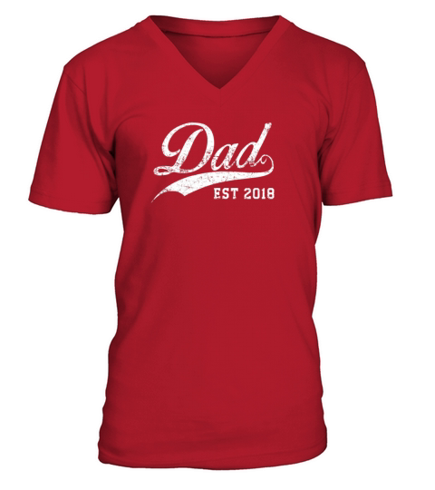 Mens Dad Established 2018 Fathers Day T Shirt Men's V-Neck T-shirt