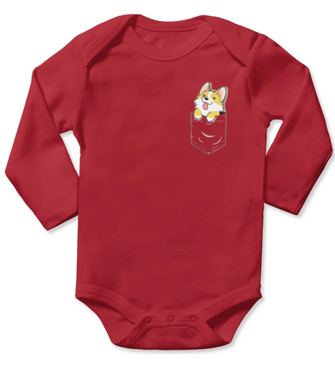 Corgi on your pocket Long Sleeve Baby One-Piece