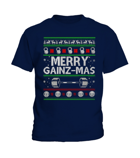MERRY GAINZMAS TSHIRT CHRISTMAS SHIRT FITNESS GYM WORKOUT Kids T-Shirt