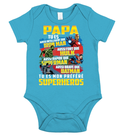 PAPA tu es mon préféré Super Héros Short Sleeve Baby One-Piece