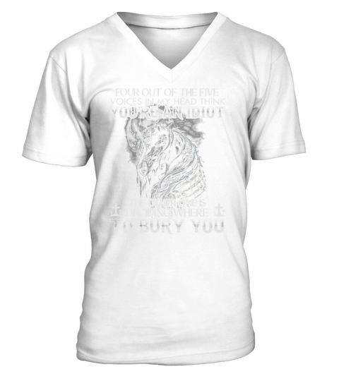 Skull Unicorn Diamond Four Out Of The Five Voices In My Head Think You’re An Idiot shirt V-Neck T-shirt