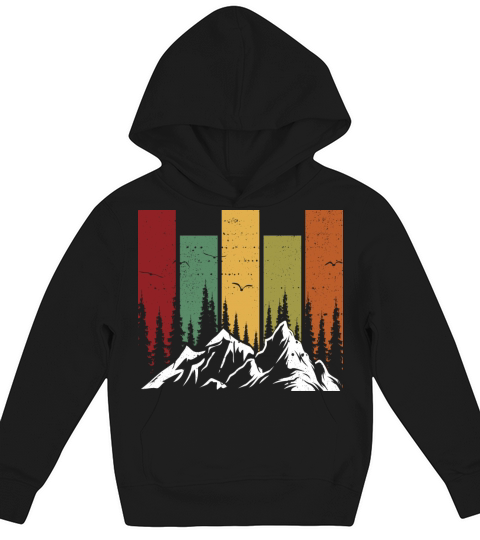 Vintage Wildlife Forest Nature Mountains Hiking Kids Hoodie