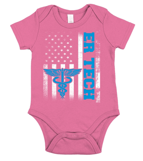 ER Tech Flag US USA Emergency Room Technologist Short Sleeve Baby One-Piece