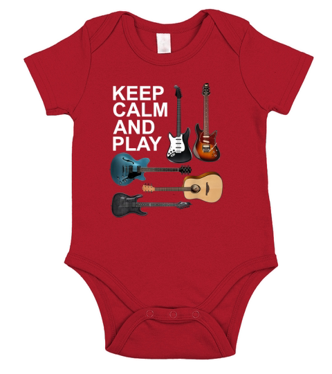 Keep Calm And Play Acoustic Bass Electric Guitars Short Sleeve Baby One-Piece