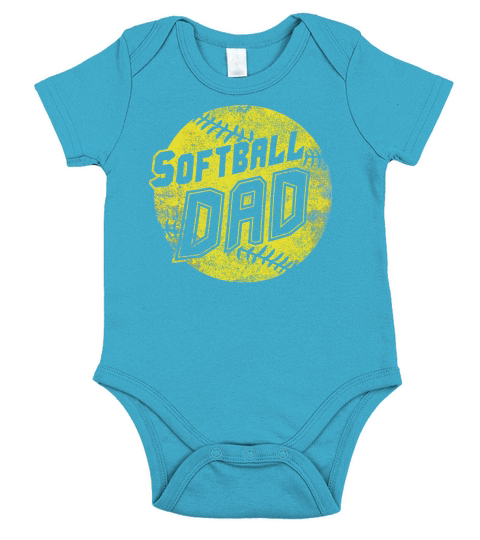 Mens Softball Dad Short Sleeve Baby One-Piece