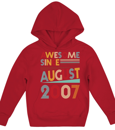 Vintage 12th Birthday Gifts Born In 2007 T-Shirts Kids Hoodie