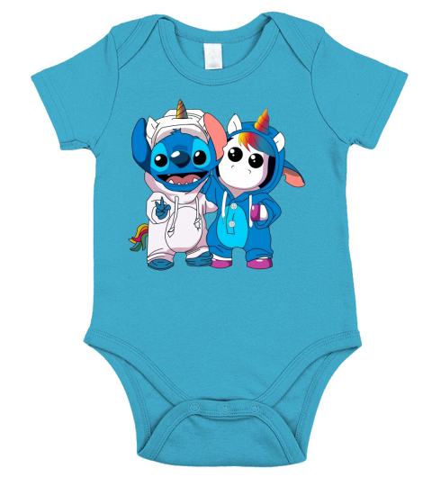 Baby Unicorn And Stitch Short Sleeve Baby One-Piece