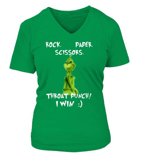 The Grinch Rock Paper Scissors Throat Punch I Win - Classic Guys / Unisex Tee V-neck T-Shirt Woman