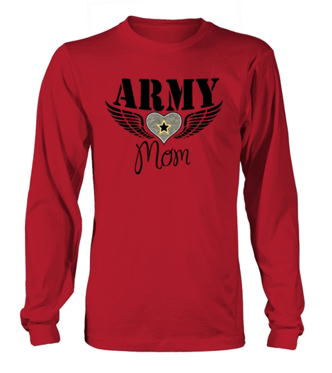 Army Mom Winged Heart Design Men's Long Sleeve