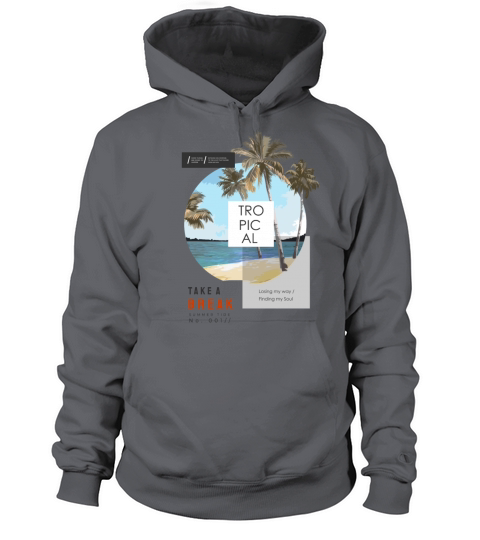 beach palm trees in circle shape Men's Hoodie