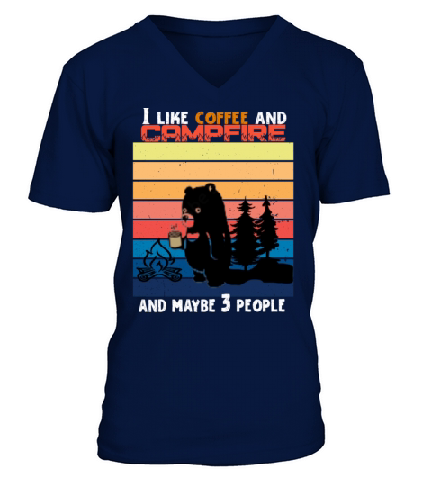 I like coffee and campfire and maybe 3 people Men's V-Neck T-shirt