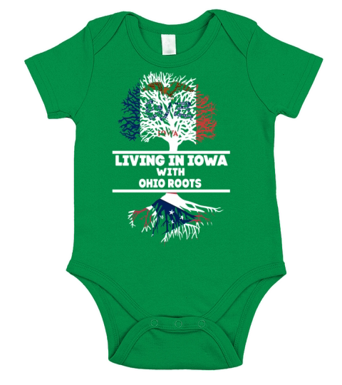 living in iowa with ohi roots tree animals country Short Sleeve Baby One-Piece