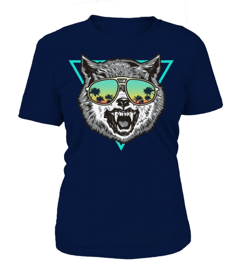 Wolf Hawaii Wolves Holiday Palm Trees Sunglasses Women's T-Shirt
