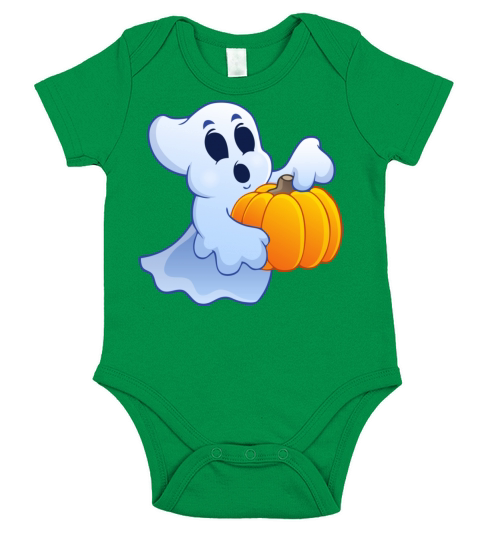 Ghost with pumpkin Short Sleeve Baby One-Piece