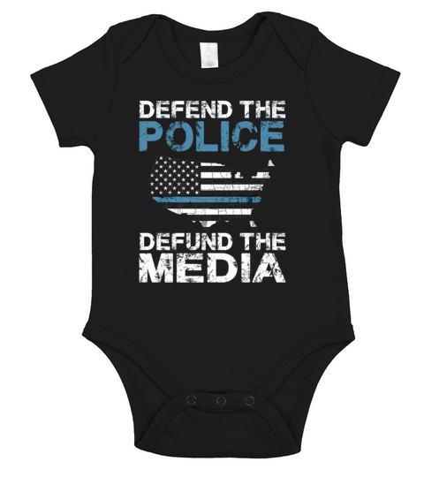 Defend the Police Defund the Media American Flag USA Gift Short Sleeve Baby One-Piece