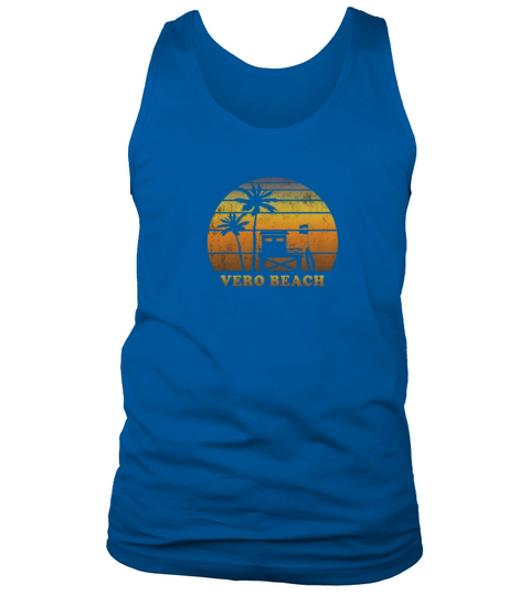 Retro Vero Beach Sunset Surfing Palm Tree Men's Tank Top
