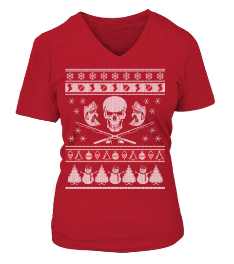 Fishing Ugly Christmas Sweater Women's V-Neck T-shirt