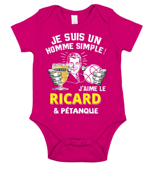 Je suis un homme simple! jaime le Ricard et Pétanque. Short Sleeve Baby One-Piece