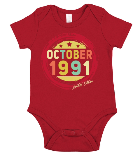 Vintage October 1991 Limited Short Sleeve Baby One-Piece