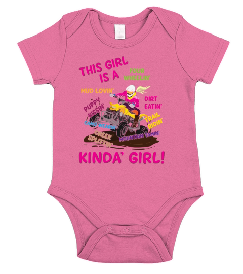 Funny ATV Quad Biking Saying Girl Four Wheeler Short Sleeve Baby One-Piece