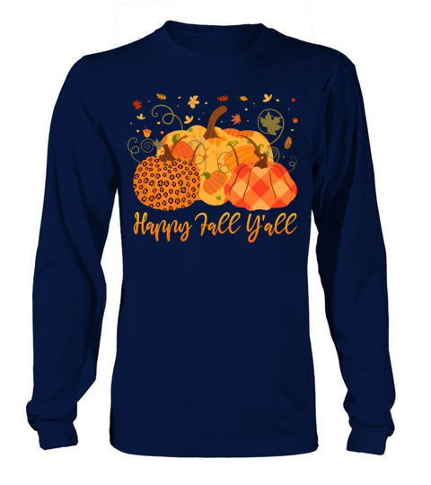Happy Fall Y all Pumpkin Leopard Cute Autumn Women's Long Sleeve