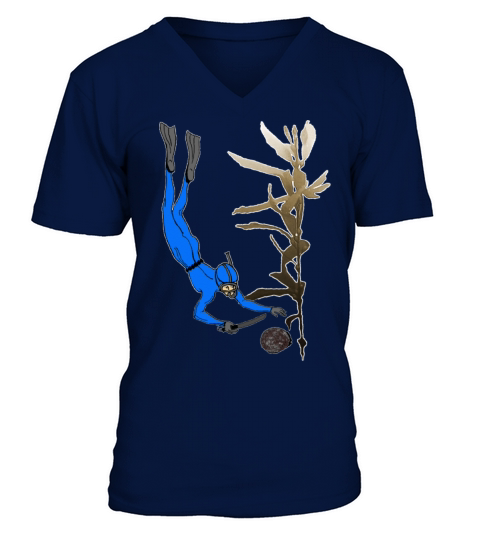 Vintage Freediving Abalone Diver with Kelp Men's V-Neck T-shirt