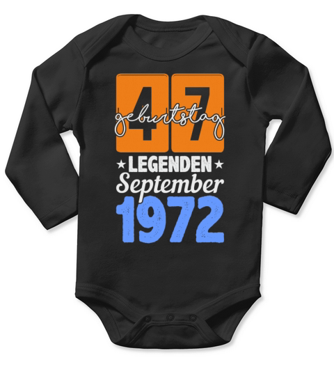 Legends September 1972 Vintage Birthday Long Sleeve Baby One-Piece