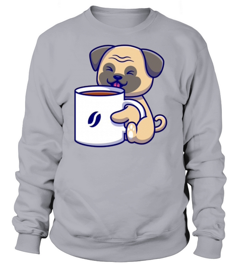Cute pug with cup of coffee Women's Sweatshirt