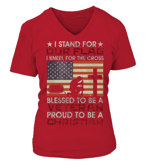 I Stand For Our Flag I Kneel For The Cross Proud V Women's V-Neck T-shirt