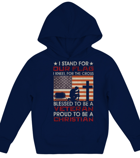 I Stand For Our Flag I Kneel For The Cross Proud V Kids Hoodie