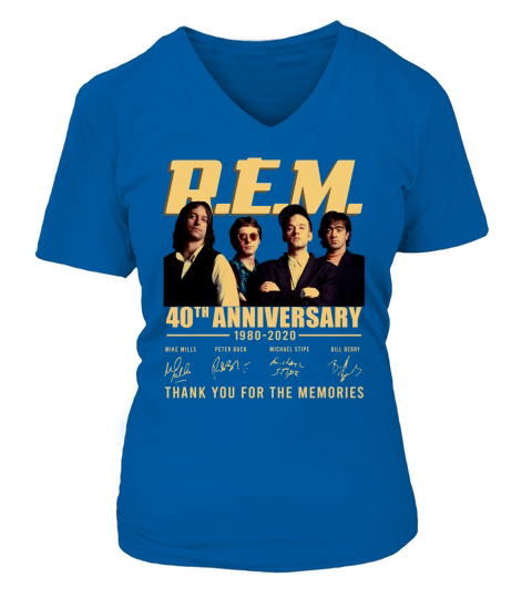 R.E.M 40th anniversary 1980-2020 signatures shirt V-neck T-Shirt Woman
