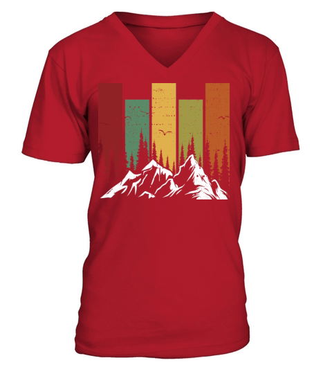 Vintage Wildlife Forest Nature Mountains Hiking Men's V-Neck T-shirt