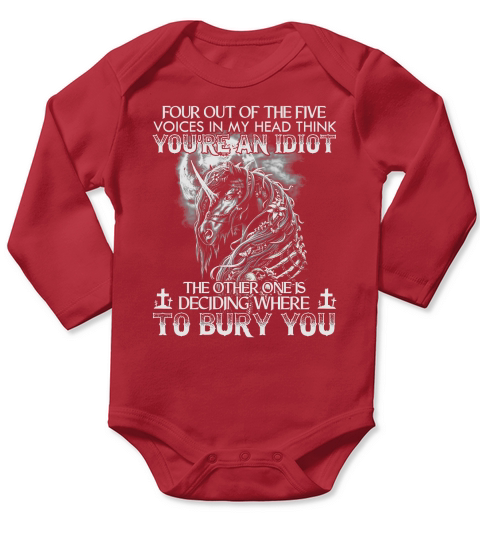 Skull Unicorn Diamond Four Out Of The Five Voices In My Head Think You’re An Idiot shirt Long Sleeve Baby One-Piece